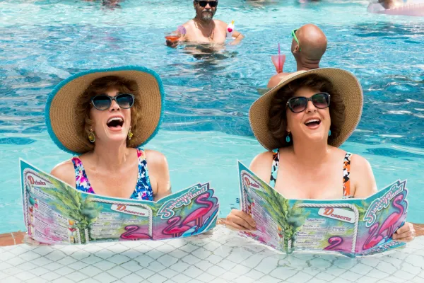 Kristen Wiig & Annie Mumolo at a poolside bar in Barb and Star Go to Vista Del Mar